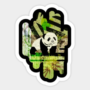 Panda Cub Abstract mixed media digital art collage Sticker